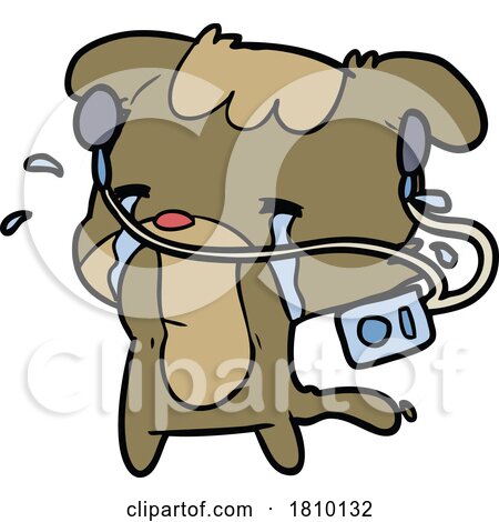 Cartoon Sad Dog Listening to Music by lineartestpilot