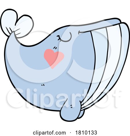 Cartoon Whale with Love Heart by lineartestpilot