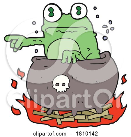 Cartoon Halloween Toad in Cauldron by lineartestpilot