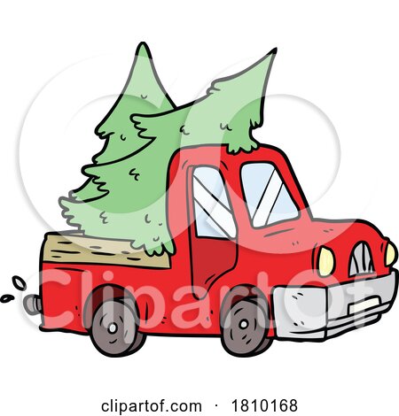 Cartoon Pickup Truck Carrying Trees by lineartestpilot