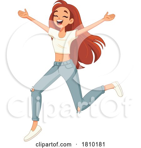 Cartoon Young Woman Running with Open Arms by yayayoyo