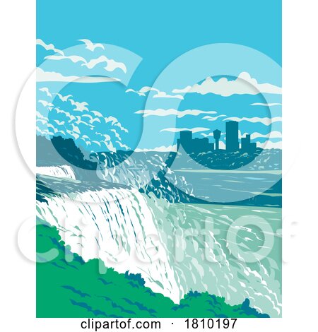 Niagara Falls on the Niagara River in Southern Ontario Canada WPA Poster Art by patrimonio