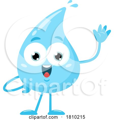 Water Drop Mascot Waving Licensed Clipart Cartoon by Hit Toon