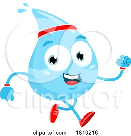 Water Drop Mascot Jogging Licensed Clipart Cartoon by Hit Toon