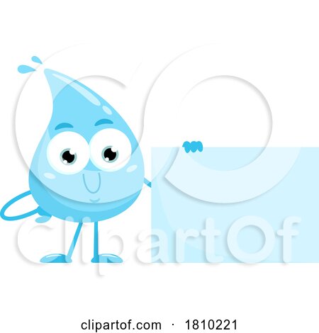 Water Drop Mascot with a Sign Licensed Clipart Cartoon by Hit Toon