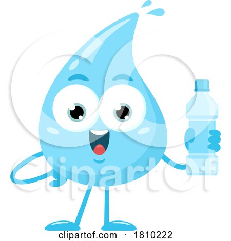 Water Drop Mascot with a Bottle Licensed Clipart Cartoon by Hit Toon