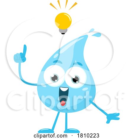 Water Drop Mascot with an Idea Licensed Clipart Cartoon by Hit Toon