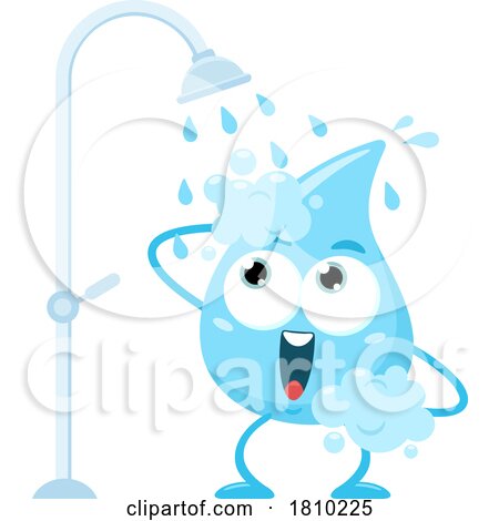 Water Drop Mascot Showering Licensed Clipart Cartoon by Hit Toon