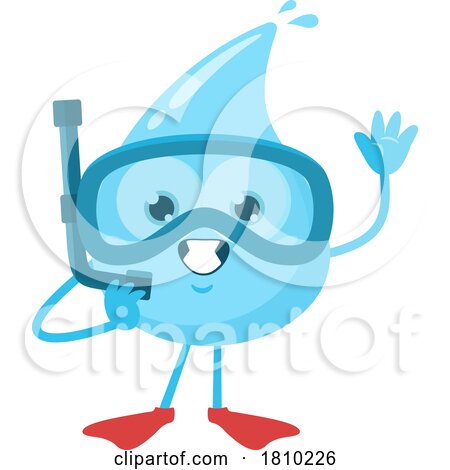 Water Drop Mascot Snorkeler Licensed Clipart Cartoon by Hit Toon