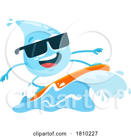 Water Drop Mascot Surfing Licensed Clipart Cartoon by Hit Toon