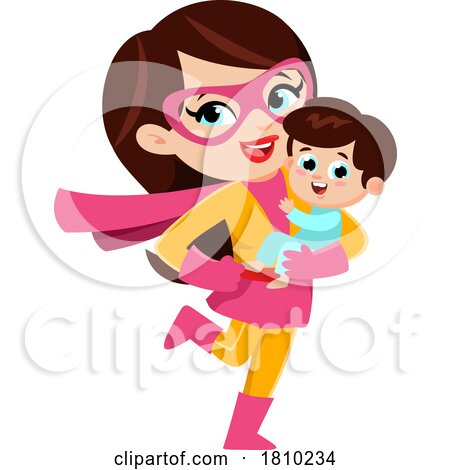 Super Mom and Son Licensed Clipart Cartoon by Hit Toon