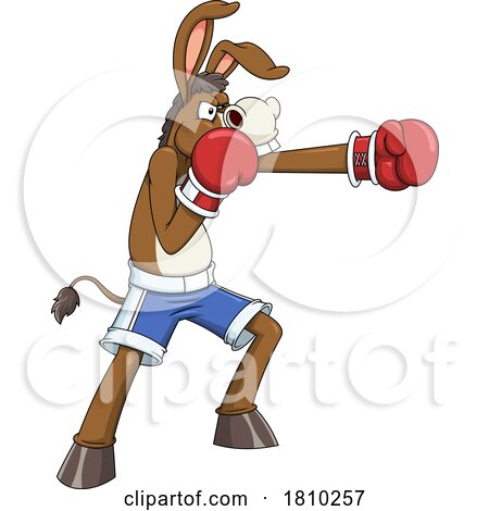 Boxer Donkey Mascot Licensed Clipart Cartoon by Hit Toon