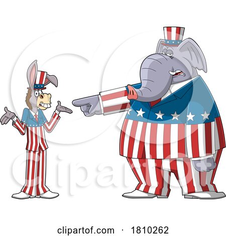 Republican Elephant and Democratic Donkey Debating Licensed Clipart Cartoon by Hit Toon