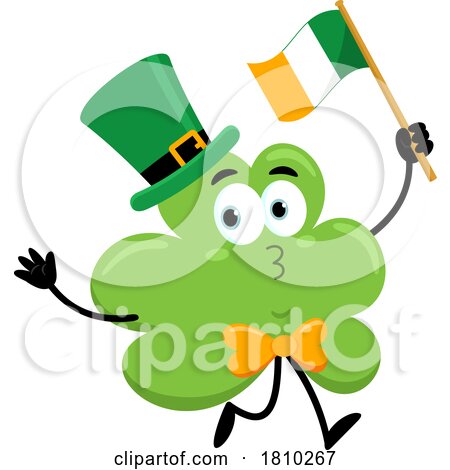 Shamrock Mascot with an Irish Flag Licensed Clipart Cartoon by Hit Toon