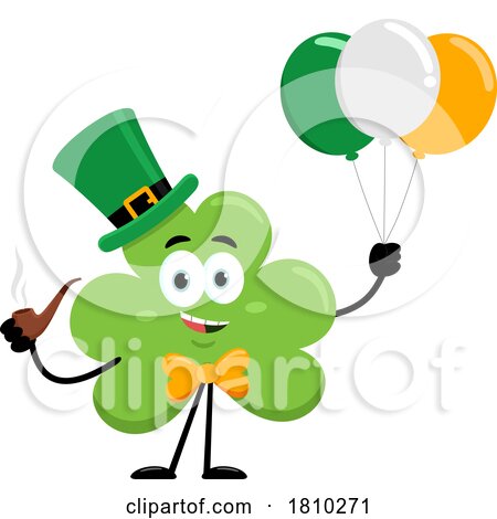Shamrock Mascot with Irish Balloons Licensed Clipart Cartoon by Hit Toon