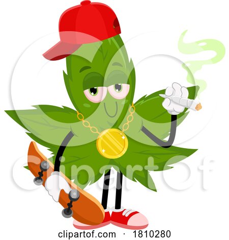 Skater Pot Leaf Mascot Licensed Clipart Cartoon by Hit Toon