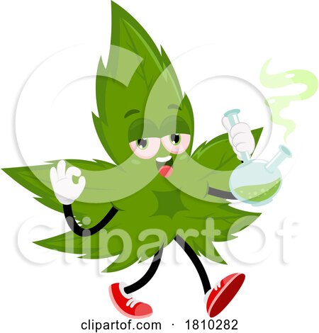 Pot Leaf Mascot with a Bong Licensed Clipart Cartoon by Hit Toon