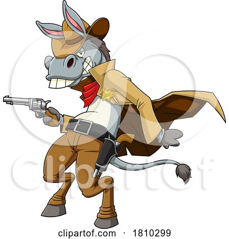 Cowboy Western Donkey Mascot Licensed Clipart Cartoon by Hit Toon