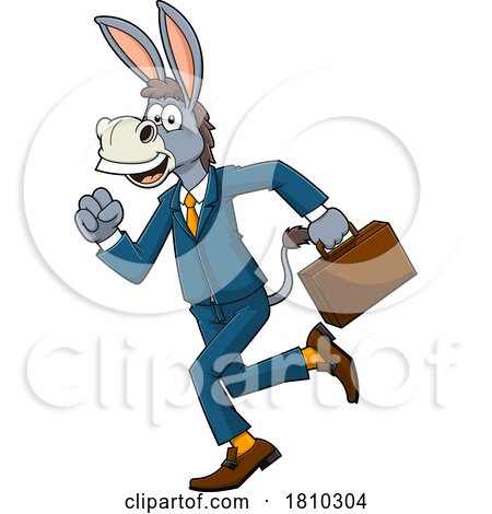 Late Business Donkey Mascot Licensed Clipart Cartoon by Hit Toon