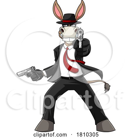 Donkey Mascot Secret Agent Licensed Clipart Cartoon by Hit Toon