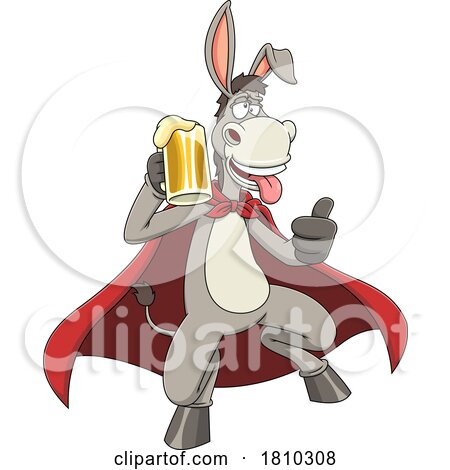 Super Donkey Mascot with Beer Licensed Clipart Cartoon by Hit Toon