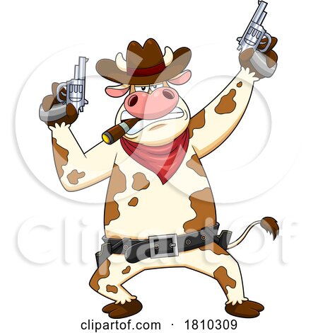Western Cowboy Cow Mascot Licensed Clipart Cartoon by Hit Toon