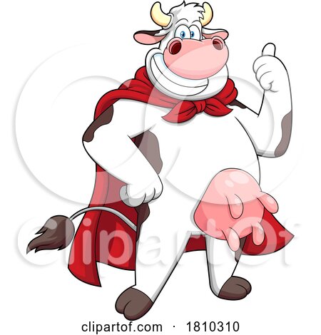 Super Cow Mascot Licensed Clipart Cartoon by Hit Toon