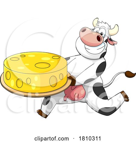 Cow Mascot with Cheese Licensed Clipart Cartoon by Hit Toon