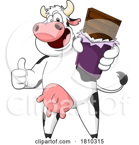 Cow Mascot with Milk Chocolate Licensed Clipart Cartoon by Hit Toon