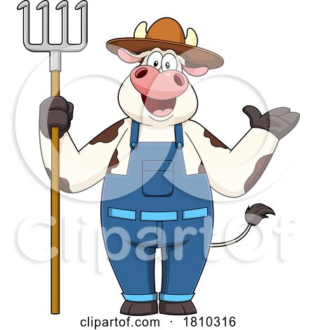 Farmer Cow Mascot Licensed Clipart Cartoon by Hit Toon