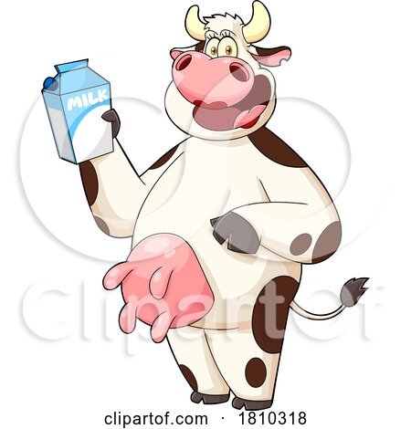 Cow Mascot with Milk Licensed Clipart Cartoon by Hit Toon