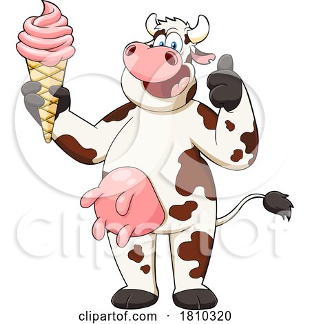 Cow Mascot with Ice Cream Licensed Clipart Cartoon by Hit Toon