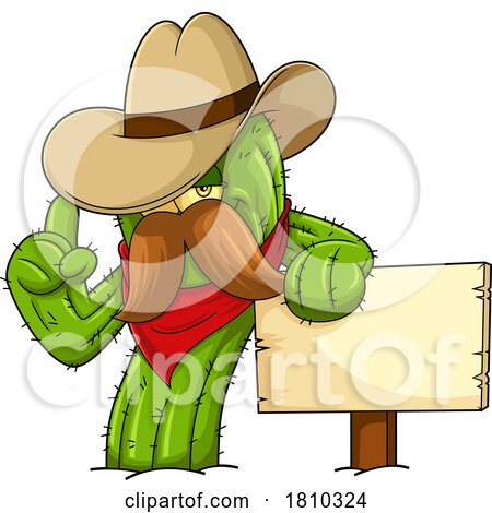 Cowboy Cactus Mascot Licensed Clipart Cartoon by Hit Toon