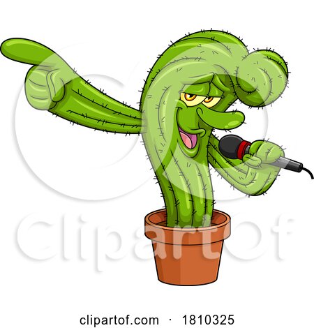 Cactus Mascot Singing Licensed Clipart Cartoon by Hit Toon
