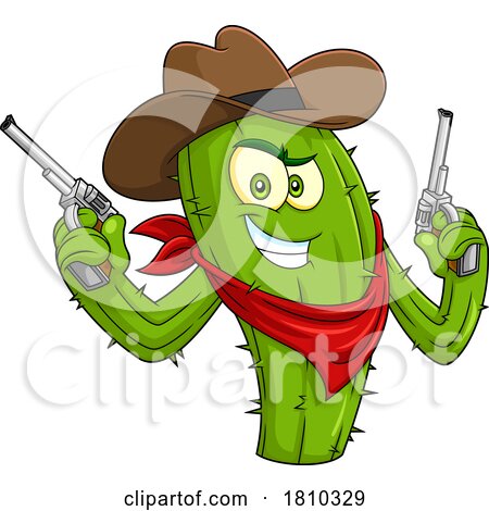 Cowboy Cactus Mascot Licensed Clipart Cartoon by Hit Toon