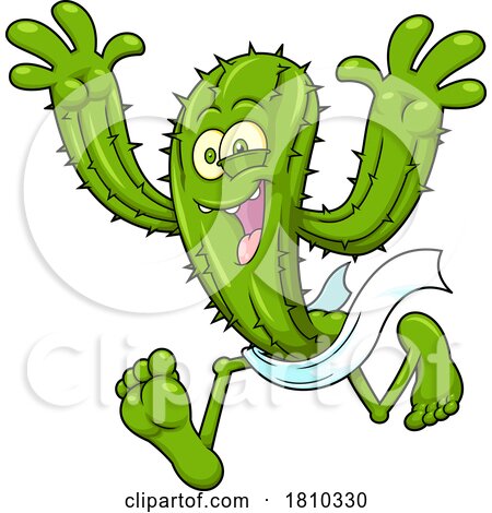 Cactus Mascot with Toilet Paper Licensed Clipart Cartoon by Hit Toon