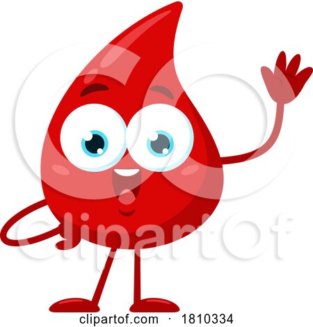 Blood Drop Mascot Waving Licensed Clipart Cartoon by Hit Toon