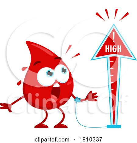 Blood Drop Mascot with Warning Licensed Clipart Cartoon by Hit Toon