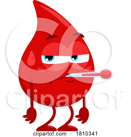 Sick Blood Drop Mascot Licensed Clipart Cartoon by Hit Toon