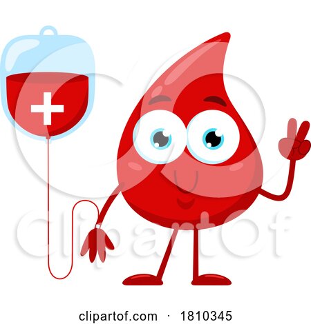 Blood Drop Mascot Getting Transfusion or Donating Licensed Clipart Cartoon by Hit Toon