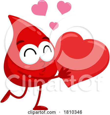 Blood Drop Mascot Hugging a Heart Licensed Clipart Cartoon by Hit Toon