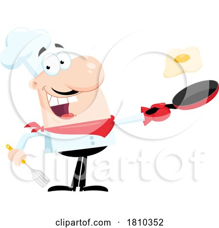 Chef Cooking an Egg Licensed Clipart Cartoon by Hit Toon