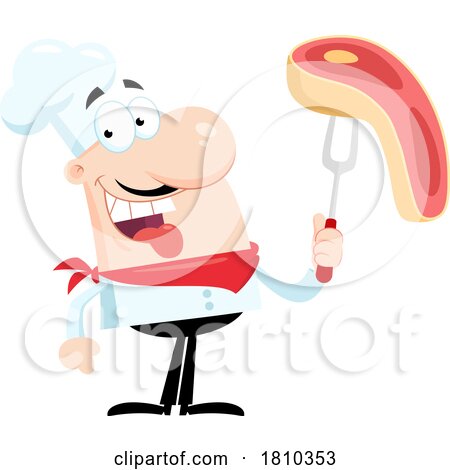 Chef with Steak Licensed Clipart Cartoon by Hit Toon