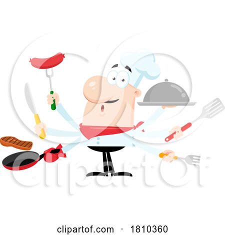 Chef Multi Tasking Licensed Clipart Cartoon by Hit Toon