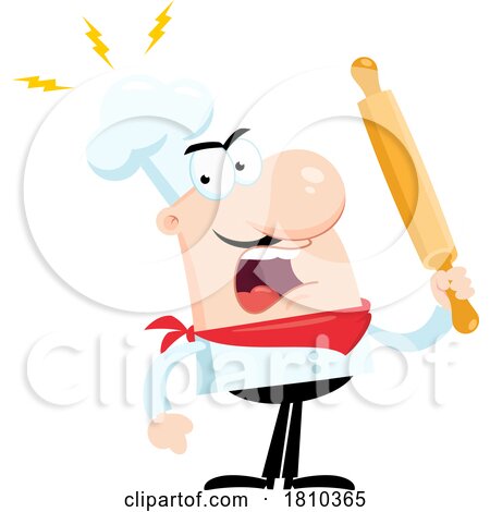 Mad Chef with Rolling Pin Licensed Clipart Cartoon by Hit Toon