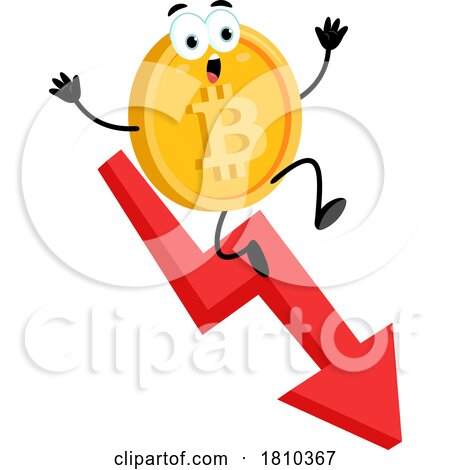 Bitcoin Mascot on an Arrow Licensed Clipart Cartoon by Hit Toon