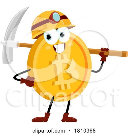 Bitcoin Mascot Miner Licensed Clipart Cartoon by Hit Toon
