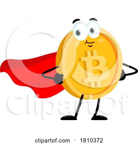 Super Hero Bitcoin Mascot Licensed Clipart Cartoon by Hit Toon