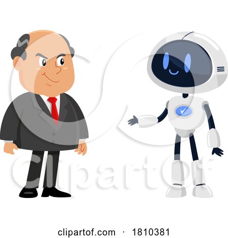 Shady Businessman and Robot Licensed Clipart Cartoon by Hit Toon