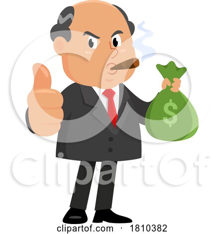 Shady Businessman with with Moneybag Licensed Clipart Cartoon by Hit Toon